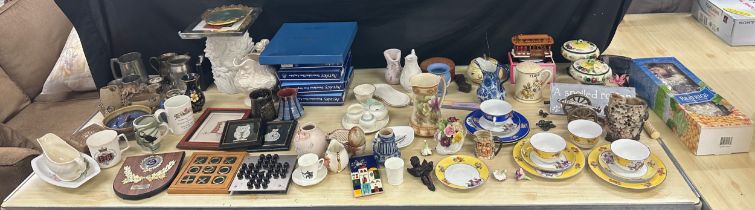 Large selection of miscellaneous to include vases, collectors plates, printing blocks, oriental