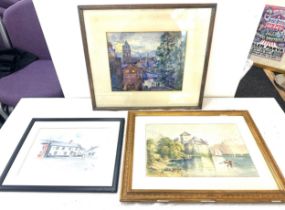 3 vintage framed watercolours all signed by various artists to include Emily, Ross and Florence