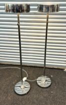 Two modern chrome tall lamps overall height approx 55.5 inches