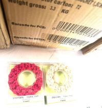Five boxes of of brand new boxed fabric crochet tape 72 packs per box