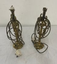 Pair of ornate brass lamp bases, untested