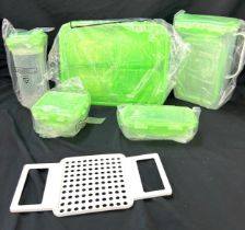 Set approx 15 new LocknLock green plastic storage containers, various sizes
