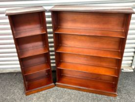 2 Mahogany bookcases each measures 41 inches tall 30 inches wide 8 inches depth