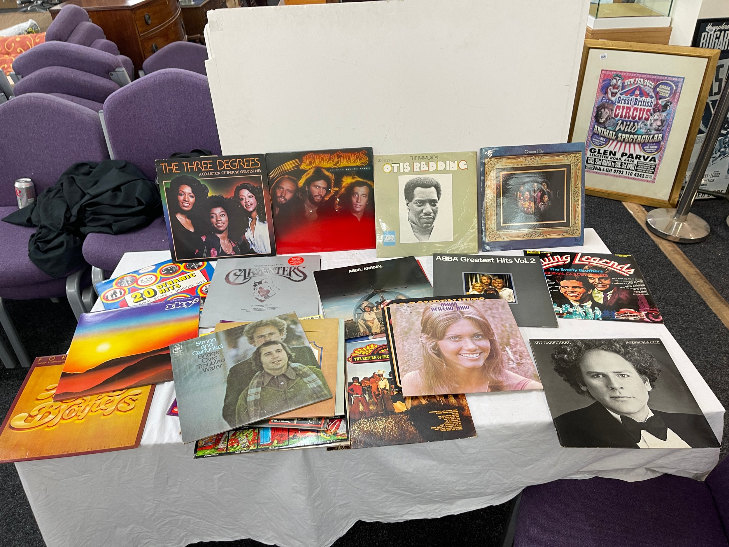 Selection of records includes Bee gees, otis rodding, living legends, abba etc