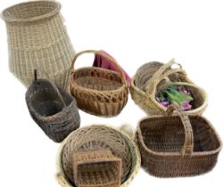 Large selection of assorted wicker baskets