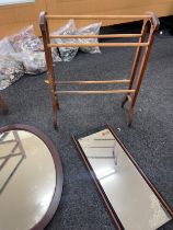2 Vintage towel rails and 2 framed mirrors