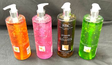 Brand new and boxed SBC bath and shower gel bottle, Aloe vera 500ml bottle, collagen gel 500ml,