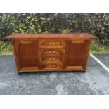 2 door 4 drawer cherry wood sideboard measures approximately 39 inches tall 79 inches wide 20 inches