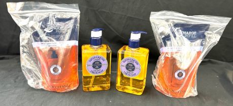 2 x L'occitane Savon liquide lavender liquid soap 500ml bottles togethr with 2 500ml refills