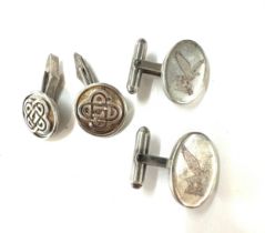 Two pairs of silver hallmarked gents cufflinks