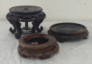 3 Carved wooden Chinese vase stands