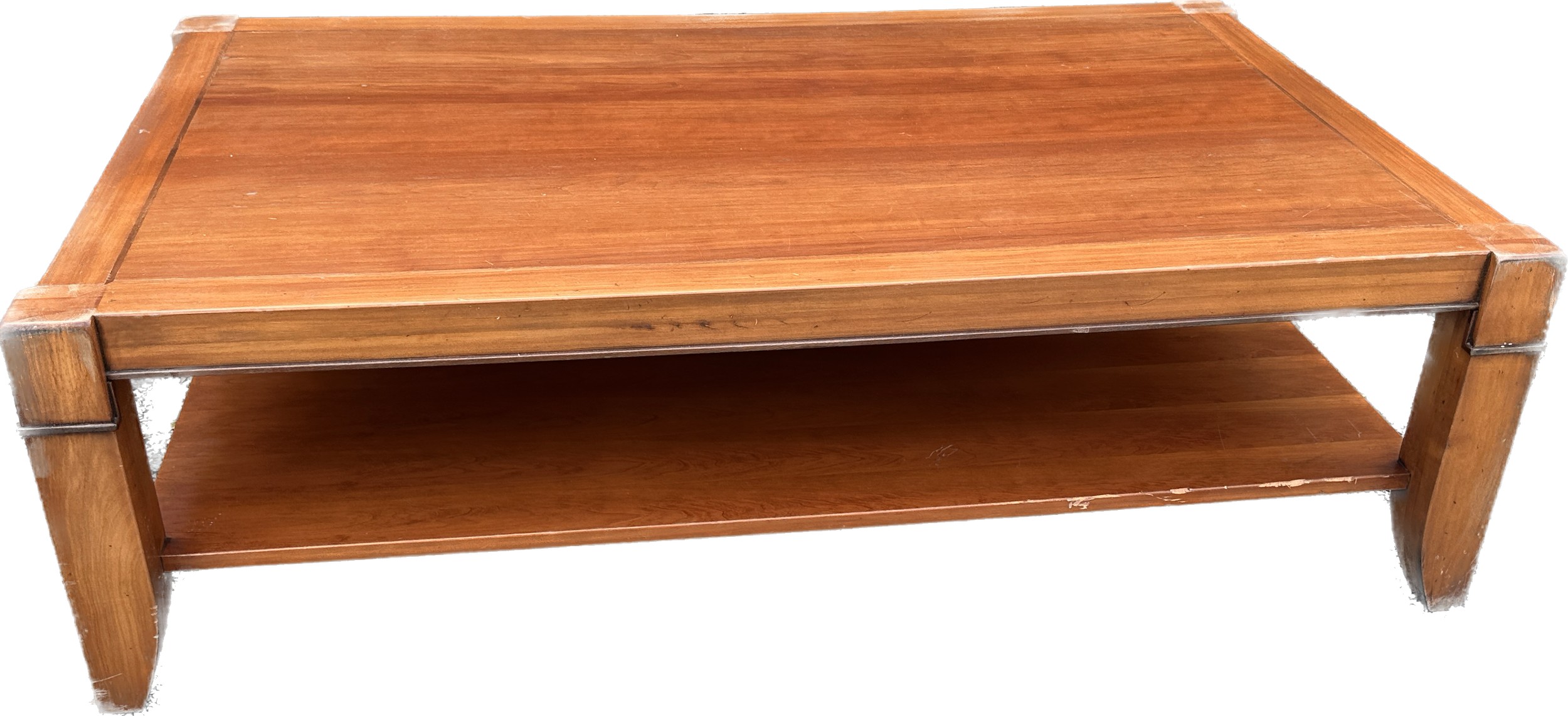 Large 1 shelf cherry wood coffee table measures approx 19 inches tall by 63 inches wide and 39.5 - Image 3 of 3