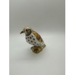 A Royal Crown Derby paperweight, Song Thrush, 11cm high, gold stopper, red printed marks and Royal