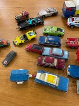 Large selection of vintage die cast cars includes corgi major toys 780 combine, batman, 007,