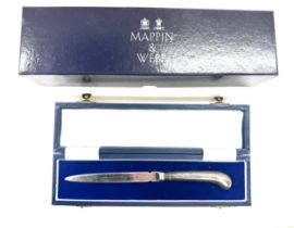 Mappin and Webb sterling silver handled cake knife and silver letter opener