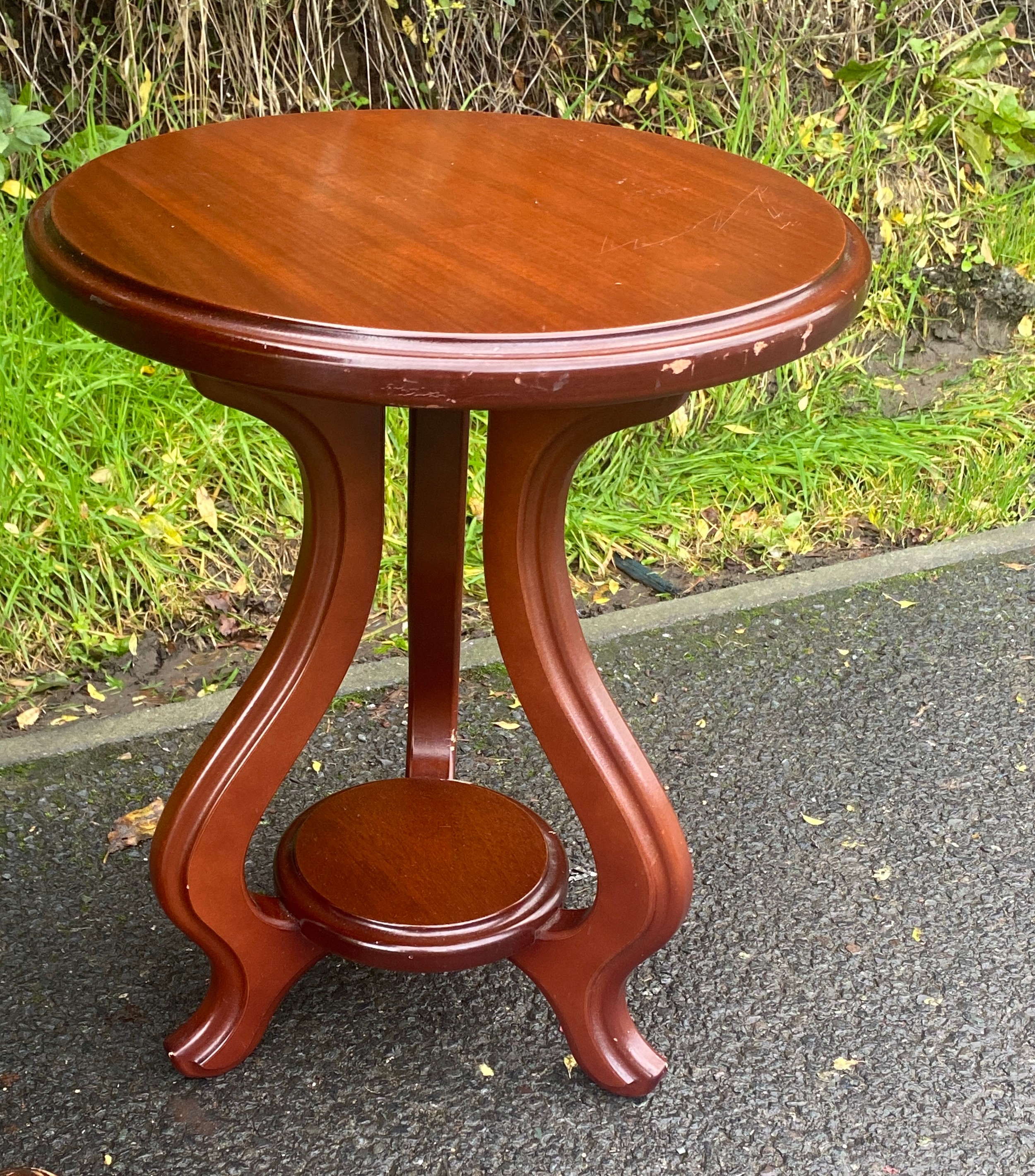 2 Vintage occasional tables, largest measures approximately 26 inches tall 26.5 inches wide - Image 3 of 4