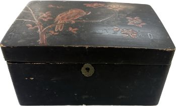 Japanese lacquered box containing costume jewellery