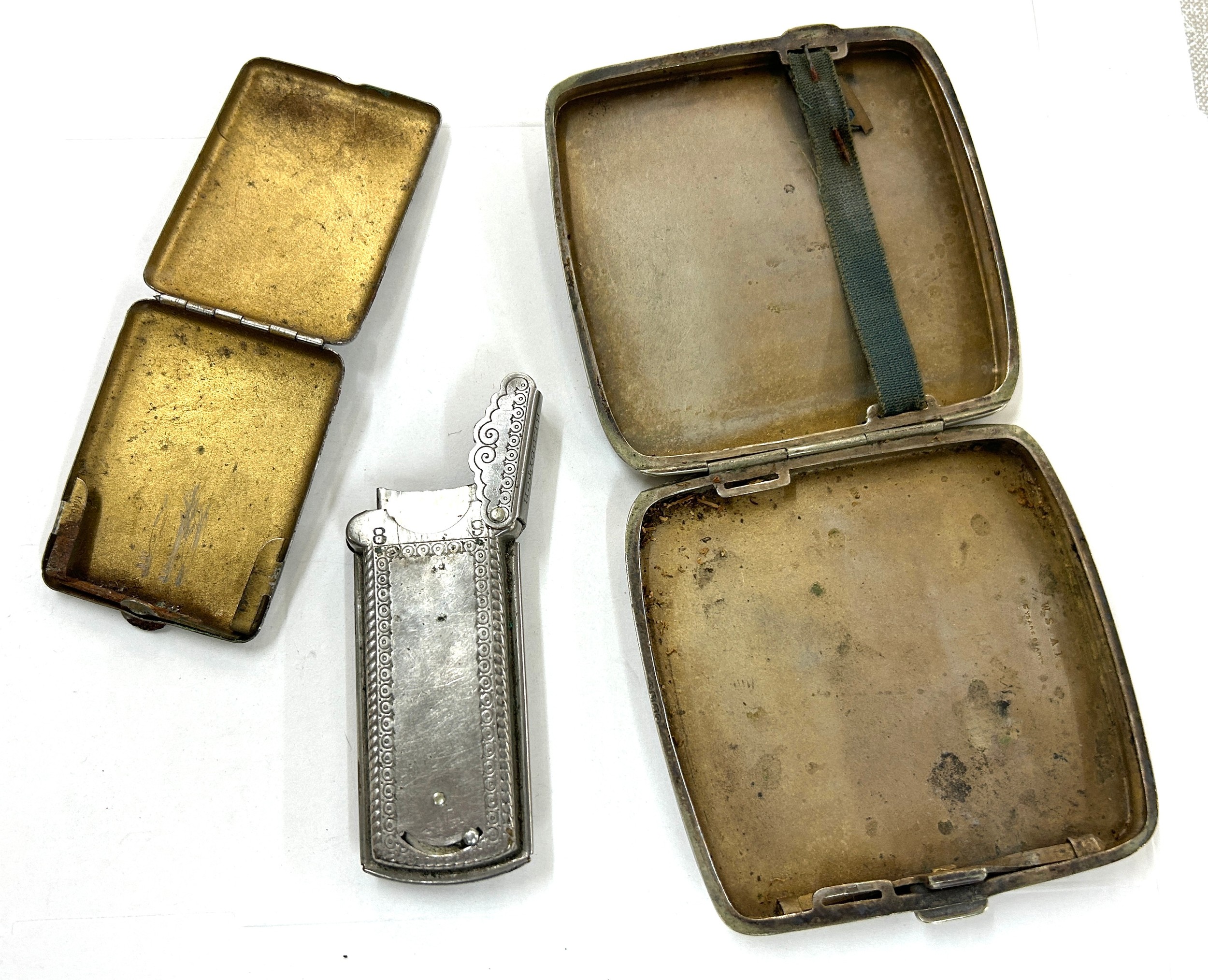 Vintage plated cigarette case, razor blade holder etc - Bild 2 aus 2