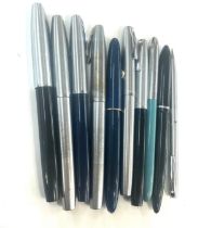 Eight Sheaffer fountain pens most with inlaid nib plus a set with inlaid nib and pencil