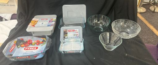 Selection of Pyrex items some brand new trays, storage containers etc