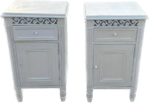 pair of 1 drawer 1 door bed side tables measures approximately 28 inches tall 16 inches wide 12