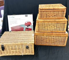 Selection of wicker storage baskets, storage cube