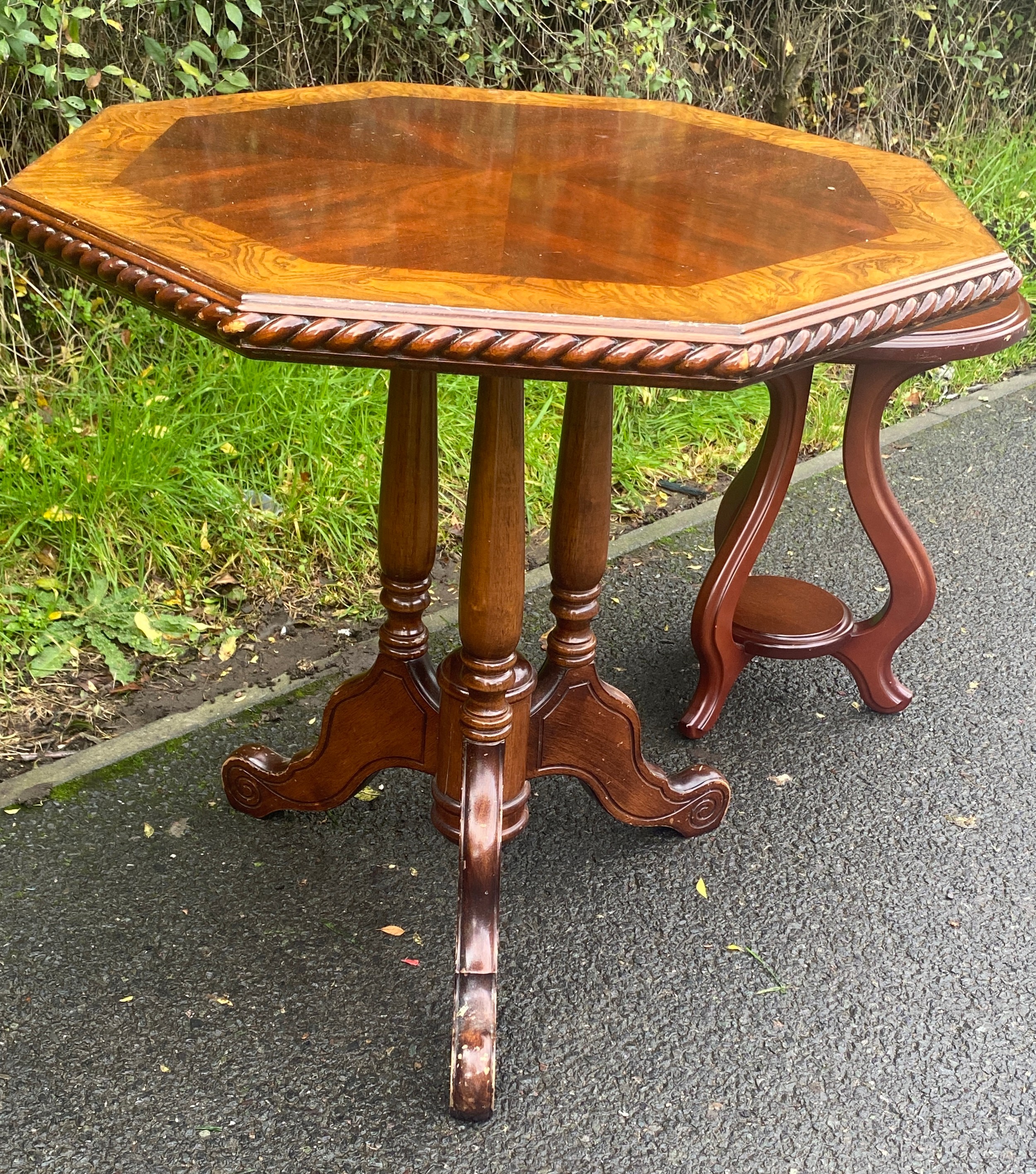 2 Vintage occasional tables, largest measures approximately 26 inches tall 26.5 inches wide - Image 2 of 4