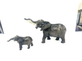 Large Beswick elephant, unmarked, small elephant marked Beswick, both in good overall condition