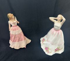 Two vintage porcelain lady figures one Royal Doulton Claire HN3209 and Wedgewood Enchanted Evening