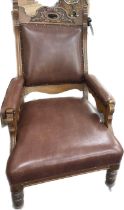 Large Edwardian gents chair, approximate measurements Height 43 inches, Width 30 inches