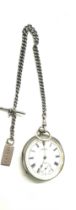 Antique silver cased H.Samuel open face pocket watch with Albert chain weighs approx 161.86 grams