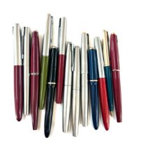 Twelve parker pens including 61, 45 and a Lady Duofold one GF 61/65 pencil