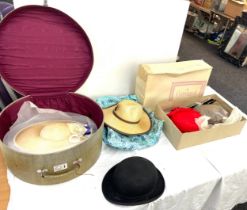 Vintage hat box and a selection of assorted hats