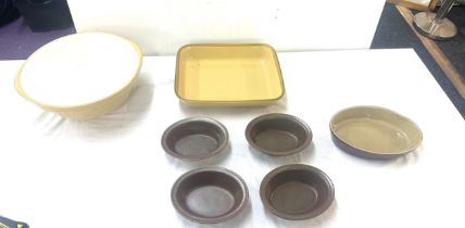 Large selection of T.Green pottery includes dishes, mixing bowl etc