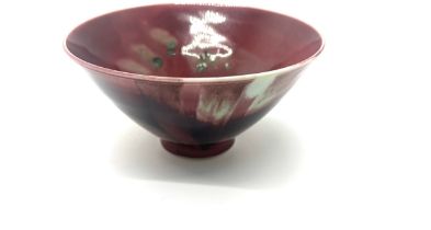 Small Chinese Sang-de-Boeuf bowl measures approximately 3 inches tall 5.5 inches wide