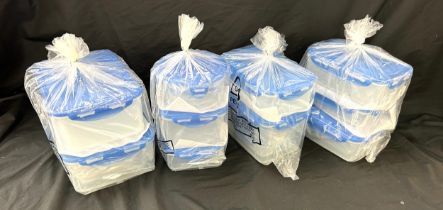 Set of approx 20 brand new LocknLock blue topped plastic storage containers, various sizes