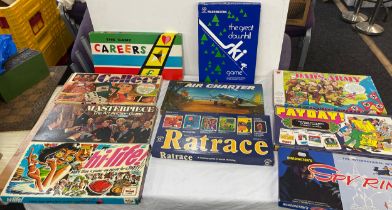 Large selection of vintage games includes Ratrace, Payday, hi-life etc