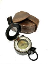 Leather Cased Military Compass, Maker Troughton & Simms Ltd