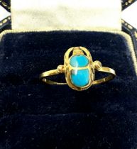 Vintage egyption 18ct gold scarab ring weight 1.9g