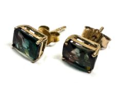 9ct gold mystic topaz earrings weight 1.3g