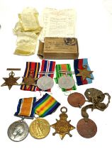 ww1 & ww2 boxed medal groups father & son with dog tags ww1 trio to 1100 pte.r.w.crick e.kent .r