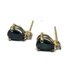 9ct gold sapphire & diamond earrings weight 1.3g