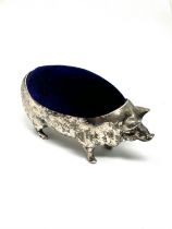 Vintage Silver Plate Novelty Pig Form Pin Cushion (205g)