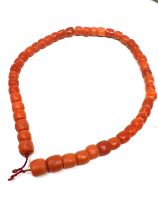 Antique red coral bead necklace beads measure approx 9mm dia weight 32.2g no clasp measures approx