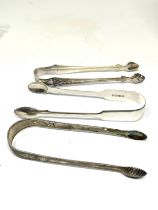 3 x .silver georgian sugar tongs