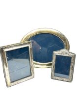 3 x .925 sterling silver picture frames lrgest measures approx 22cm by 17cm