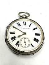 Antique sterling silver cased open face pocket watch key-wind working