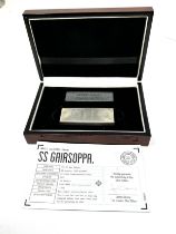 Boxed silver shipwreck bar, 10 oz Silver SS Gairsoppa bar. Comes in its own original presentation