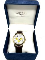ROTARY Gents triple calendar gold tone wristwatch automatic working boxed