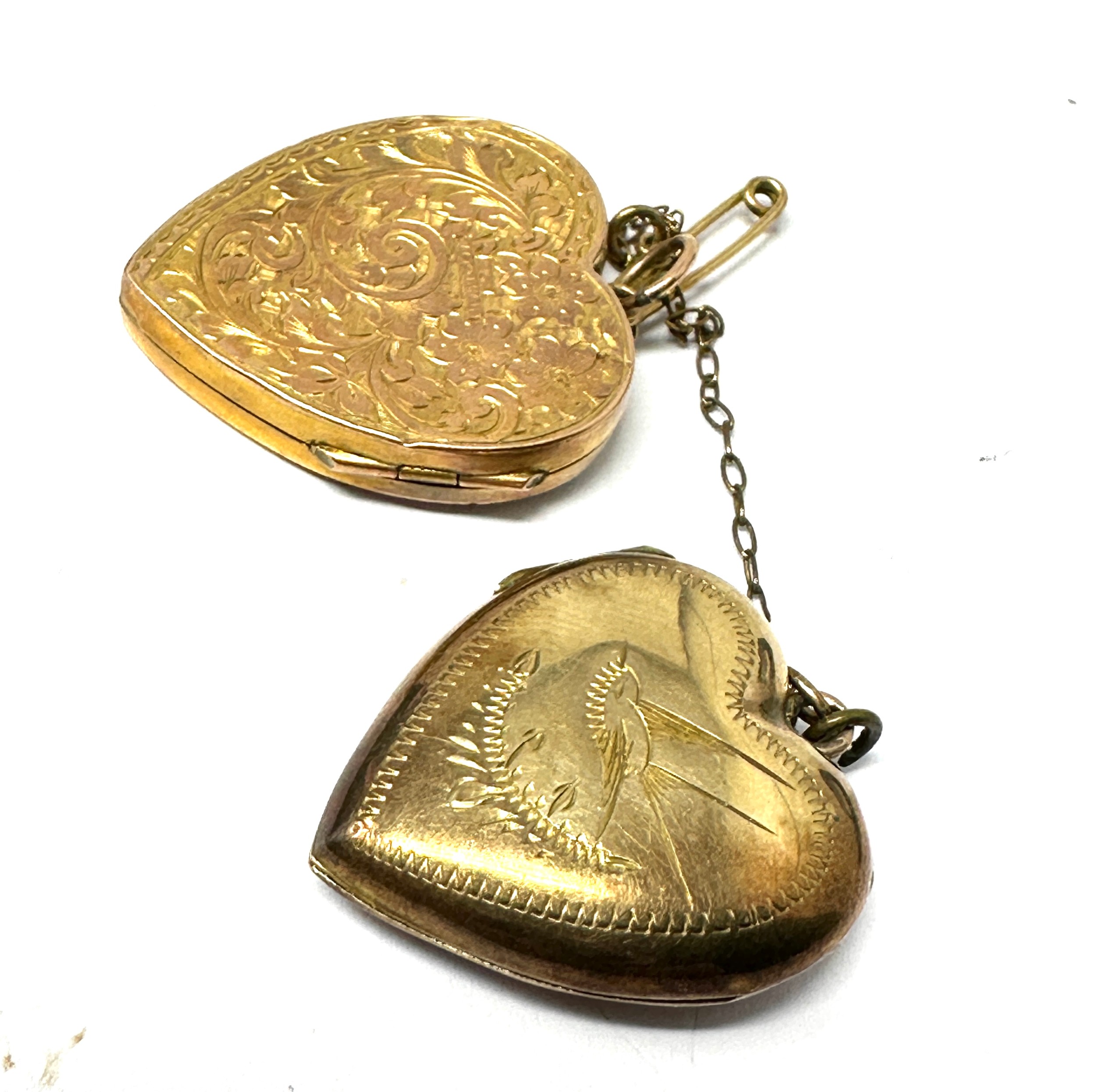 2 x 9ct back & front heart locket pendants (9.6g) - Bild 2 aus 2